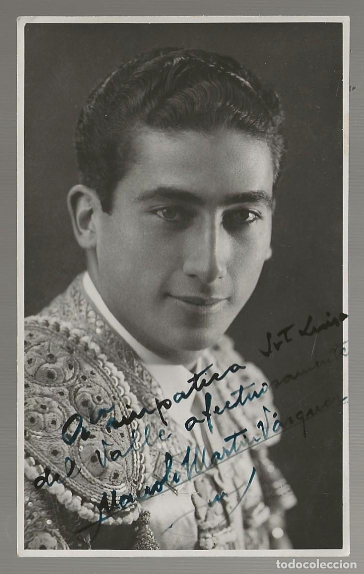 Fotograf&iacute;a antigua: Fotografia dedicada de Manolo Martin V&aacute;zquez 9 x 14 cm.