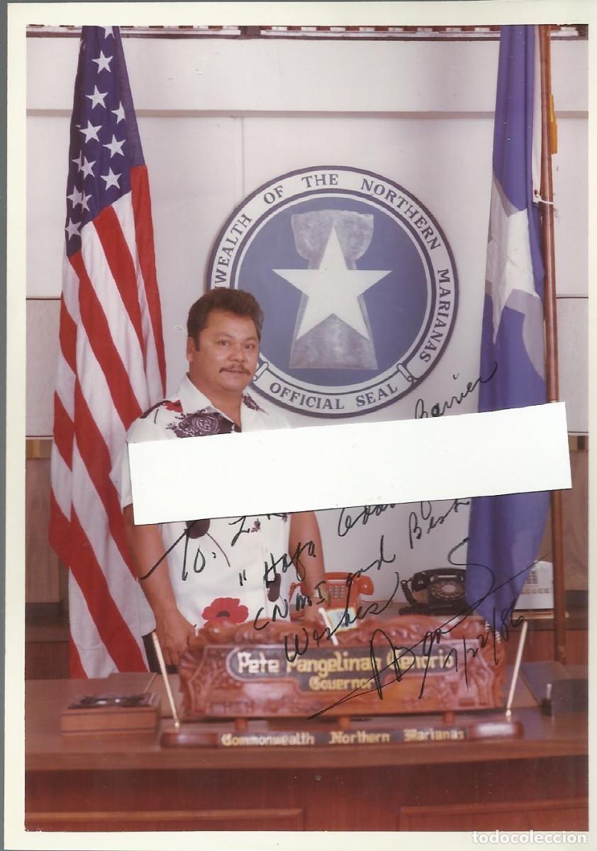 Fotograf&iacute;a antigua: Pedro Pangelinan Tenorio. Fotograf&iacute;a firmada y dedicada. Gobernador Islas Marianas. USA.