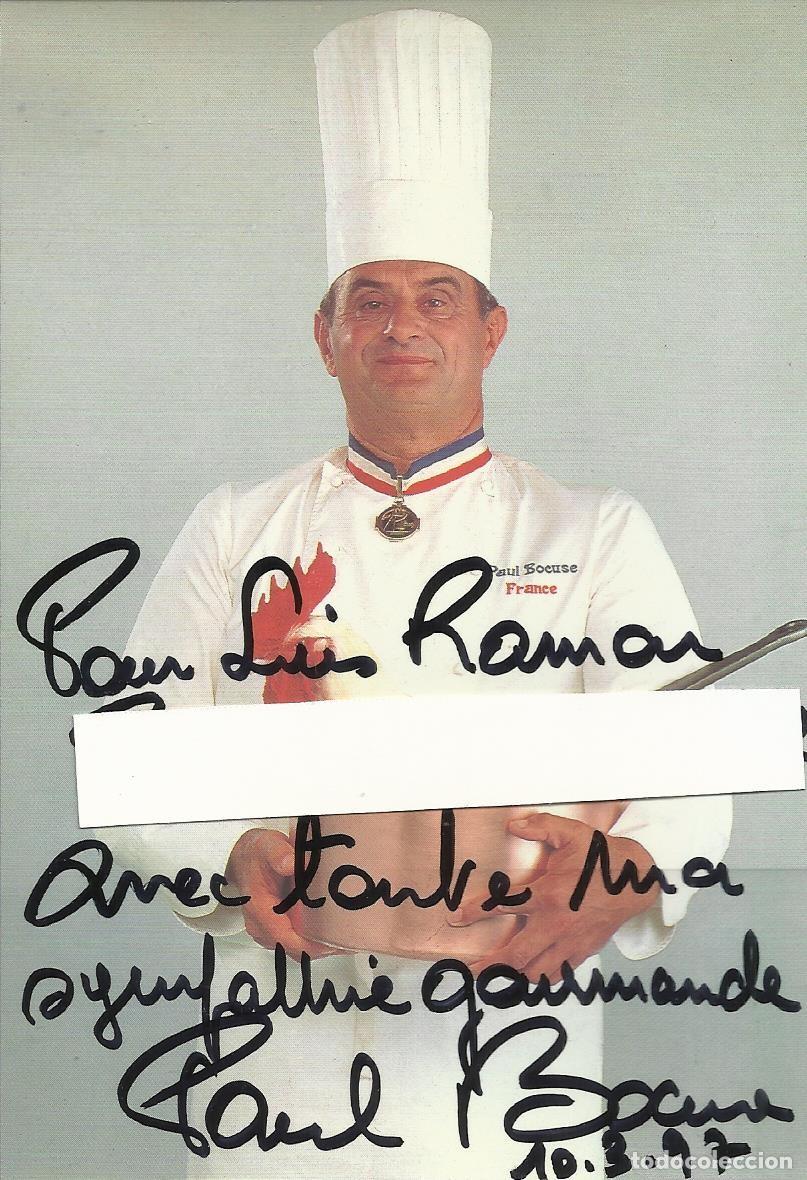 Fotograf&iacute;a antigua: Paul Bocuse. Postal promocional firmada y dedicada. 1997. 15x10 cm. Chef. Francia. Cocinero.