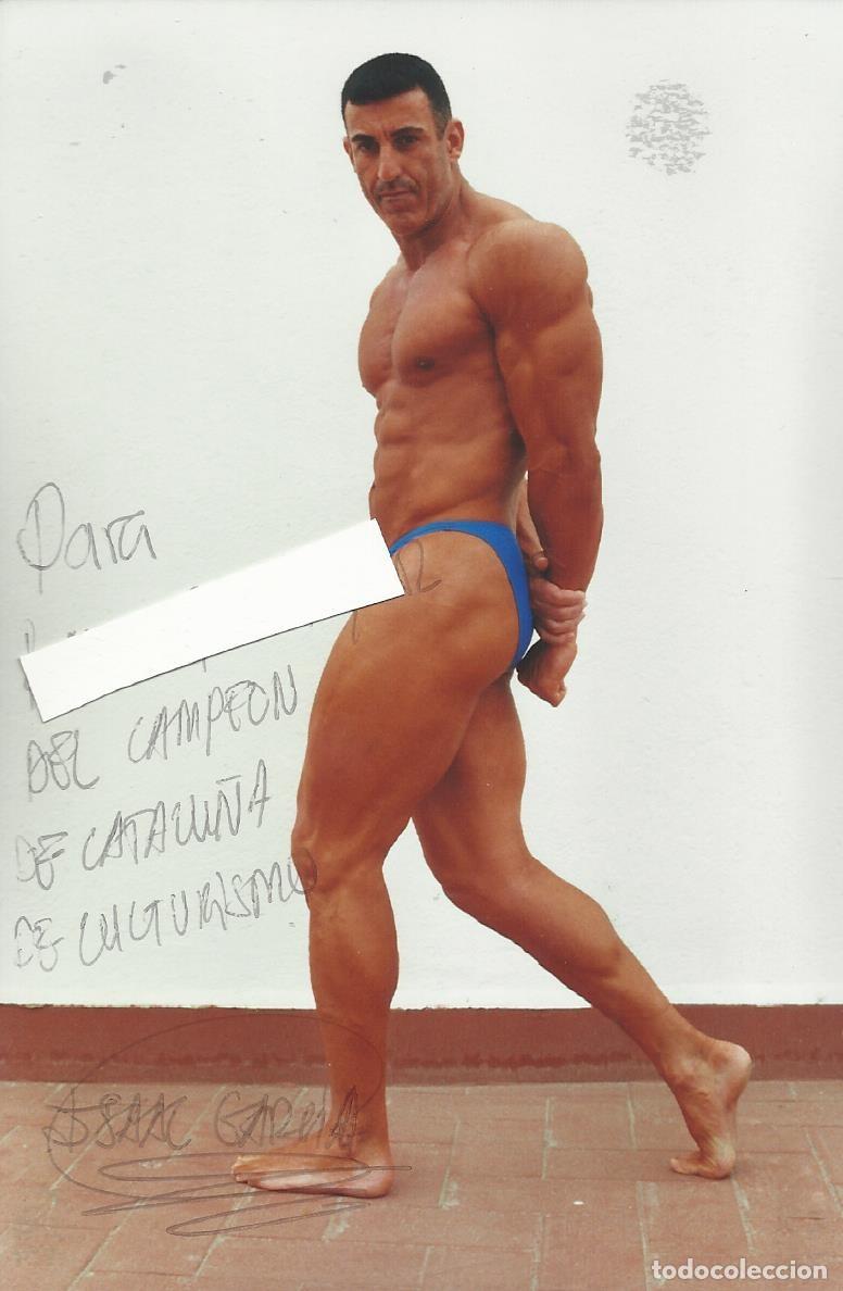 Fotograf&iacute;a antigua: Isaac Garc&iacute;a. Fotograf&iacute;a firmada y dedicada. 15x10 cm. Campe&oacute;n Catalunya Culturismo.