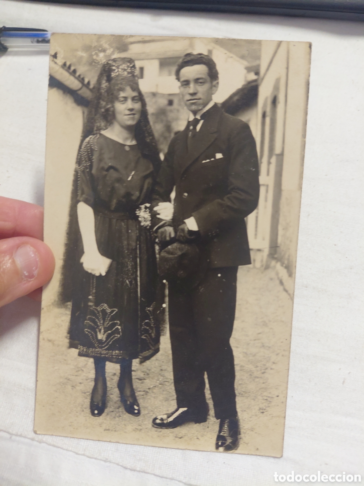 Fotograf&iacute;a antigua: ANTIGUA FOTOGRAFIA PAREJA ESCRITA Y FECHADA 1920 OLLONIEGO