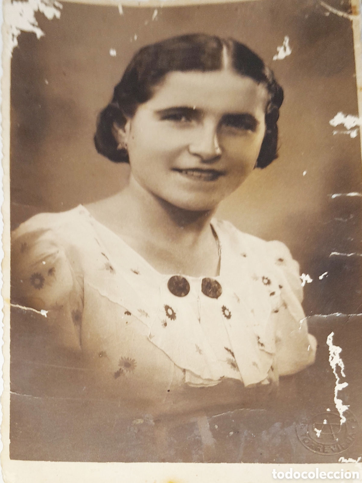 Fotograf&iacute;a antigua: Fotograf&iacute;a de una joven va dedicada y pone a&ntilde;o 1938