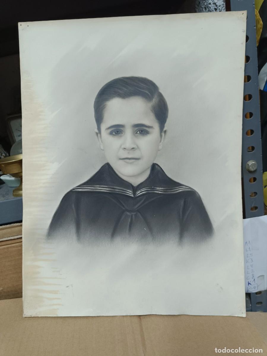 Antique Photography: ANTIGUA GRAN FOTO REPASADA DE NI&Ntilde;O, COMUNION, CON INSTRUCCIONES DETRAS -M2