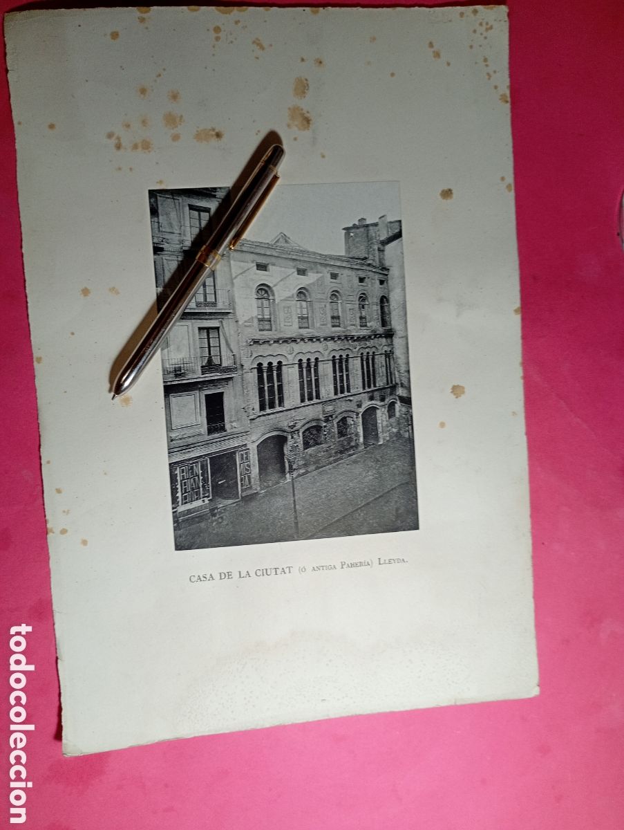 Fotograf&iacute;a antigua: VINTAGE LLEIDA CASA DE LA CIUTAT (o antigua paheria) foto litograf&iacute;a b/n sobre papel grueso