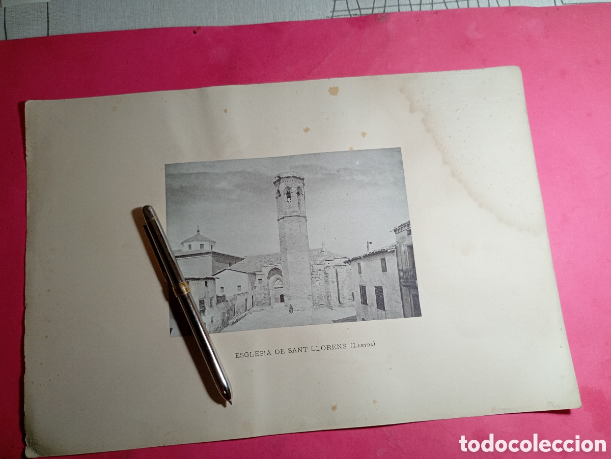 Fotograf&iacute;a antigua: VINTAGE LLEIDA ESGLESIA DE SANT LLORENS foto litograf&iacute;a b/n sobre papel grueso