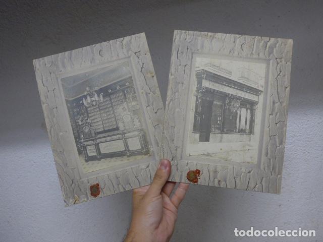 Fotograf&iacute;a antigua: Lote de 2 antiguas fotografias de la Farmacia Jose Benet, con sello de lacre, principios s.XX
