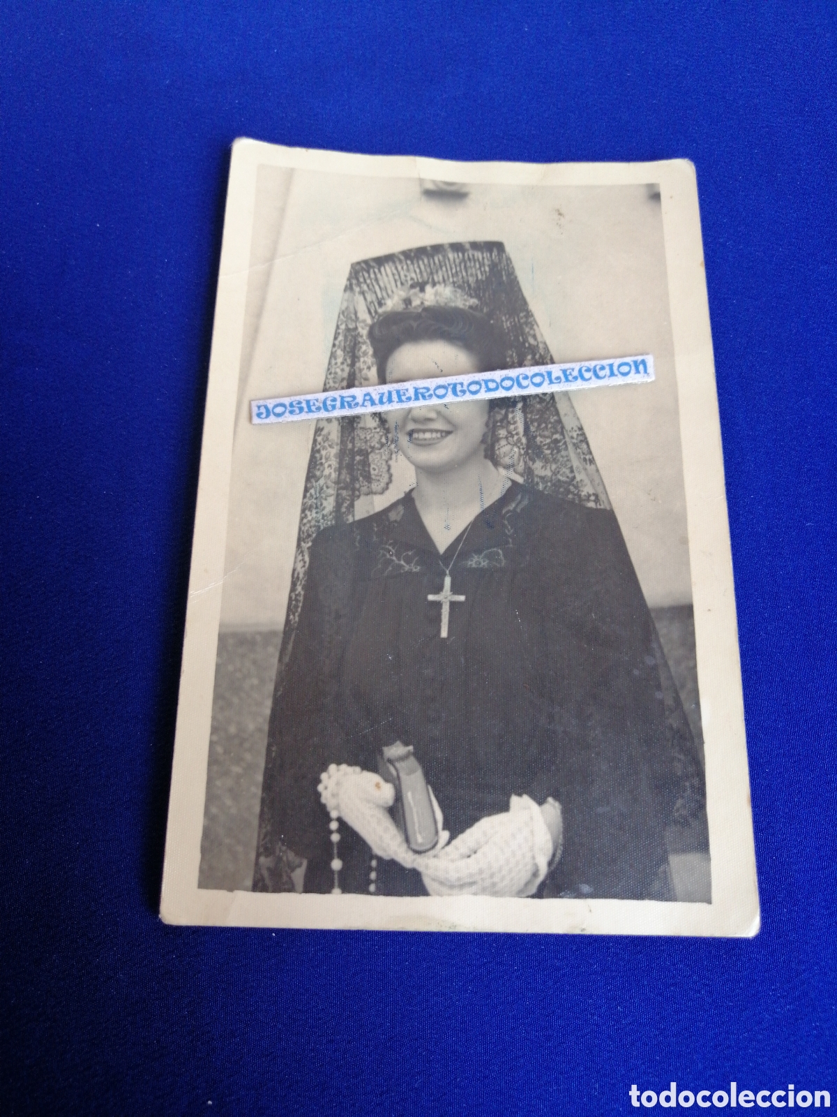 Fotograf&iacute;a antigua: CLAVARIESA MODELO POSANDO FOTOGRAF&Iacute;A ANTIGUA SIGLO PASADO SELLO FOTOGR&Aacute;FICO PEREZ (CEUTA)