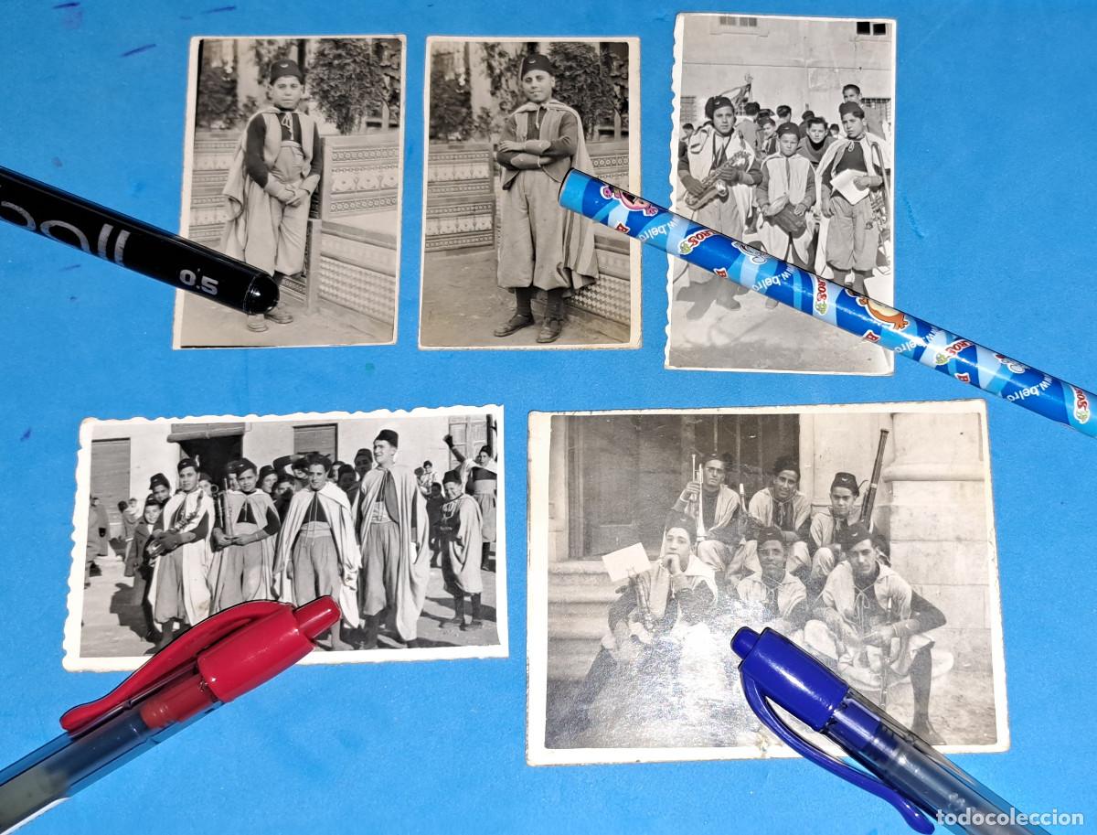Fotograf&iacute;a antigua: MOROS Y M&Uacute;SICO DE IBI - LOTE DE 5 FOTOGRAF&Iacute;AS - A&Ntilde;OS 40 - EN LAS FIESTAS DE VALENCIA Y ELDA