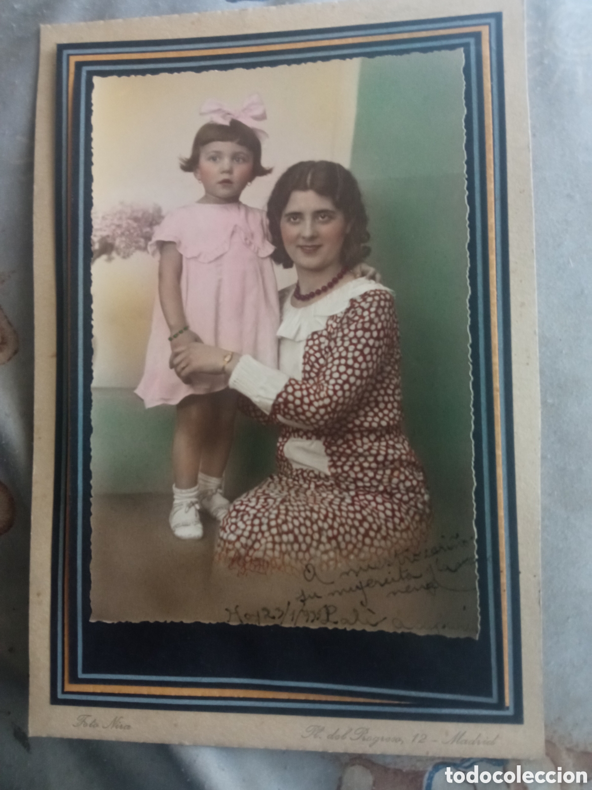 Fotograf&iacute;a antigua: Antigua fotograf&iacute;a de estudio, Nira, Plaza del Progreso, 12, Madrid de 1935, mide 16,5x11cm