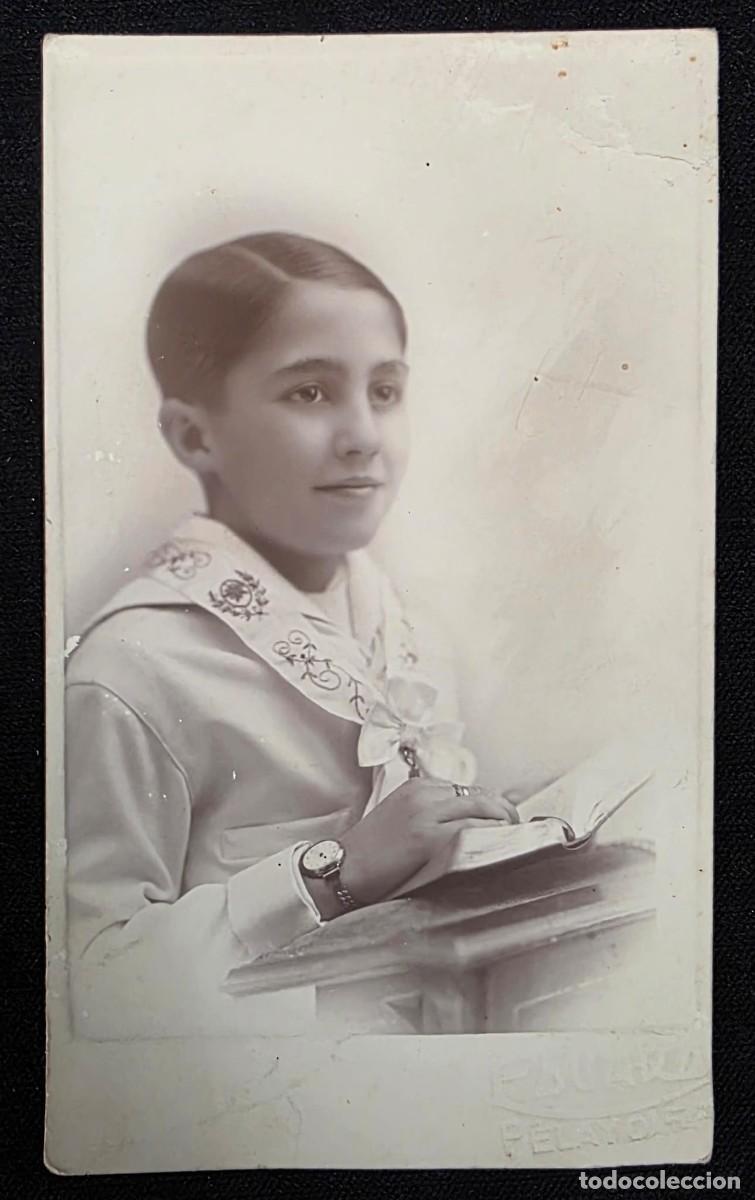 Fotograf&iacute;a antigua: P.1140 Fotograf&iacute;a Antigua de Primera Comuni&oacute;n &ndash; Retrato Infantil con Misal y Vela
