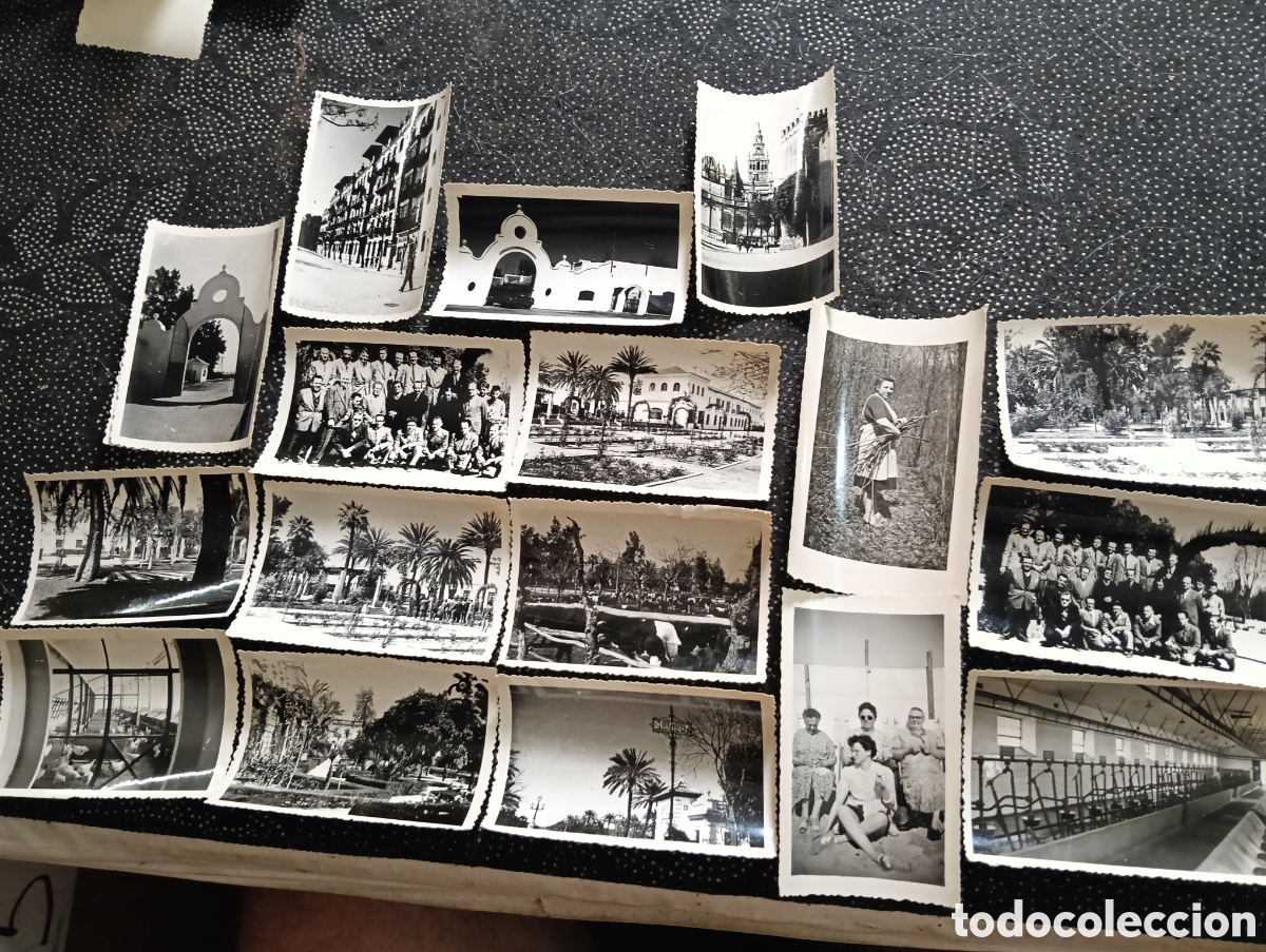 Fotograf&iacute;a antigua: 17 Fotograf&iacute;as del Corbiscal de Sevilla, a investigar de 1953. Miden 9,5 x 6,5 cm.