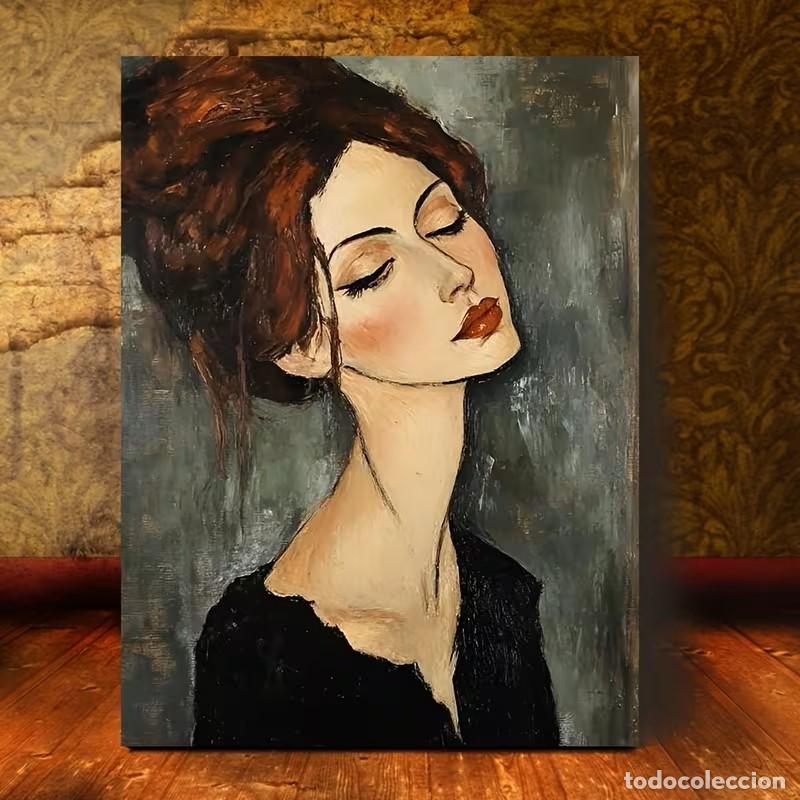 Fotograf&iacute;a antigua: L&aacute;mina art&iacute;stica con un elegante retrato de una mujer al estilo Modigliani, 30x40 cm