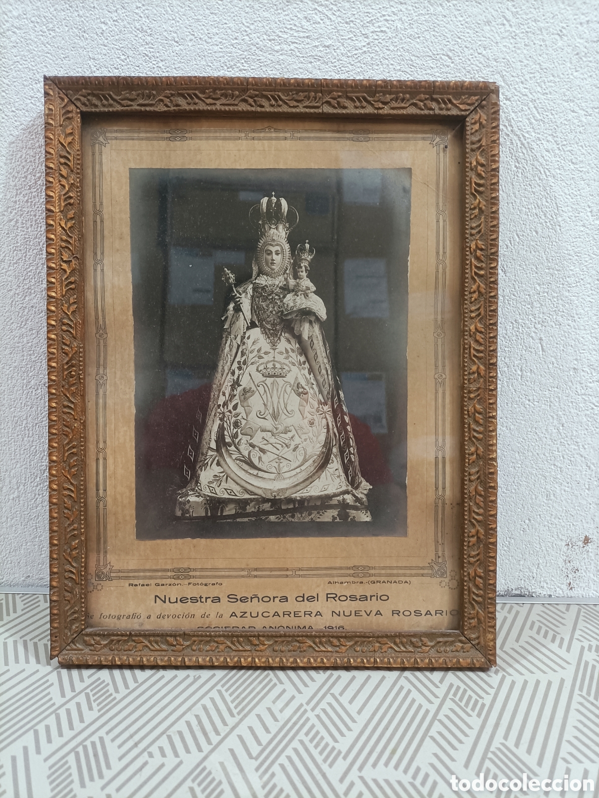 Fotograf&iacute;a antigua: Antigua fotografia Nuestra Se&ntilde;ora del Rosario. alhama. Granada 1916. Fabrica azucarera nueva Rosario