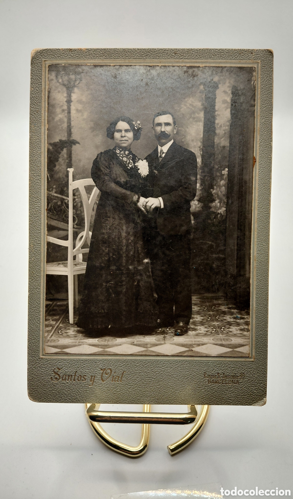 Fotograf&iacute;a antigua: FOTOGRAFIA SANTOS Y VIAL , BARCELONA / MEDIDAS 11.5 X 17 / PAREJA