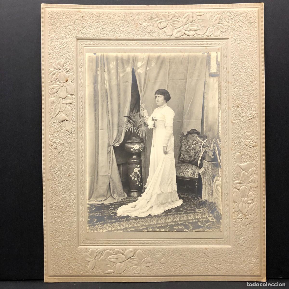 Antique Photography: FOTOGRAFIA - RETRATO DE ESTUDIO - MUJER CON TRAJE DE BODA - MODERNISTA - C. 1900 - BARCELONA / 5241