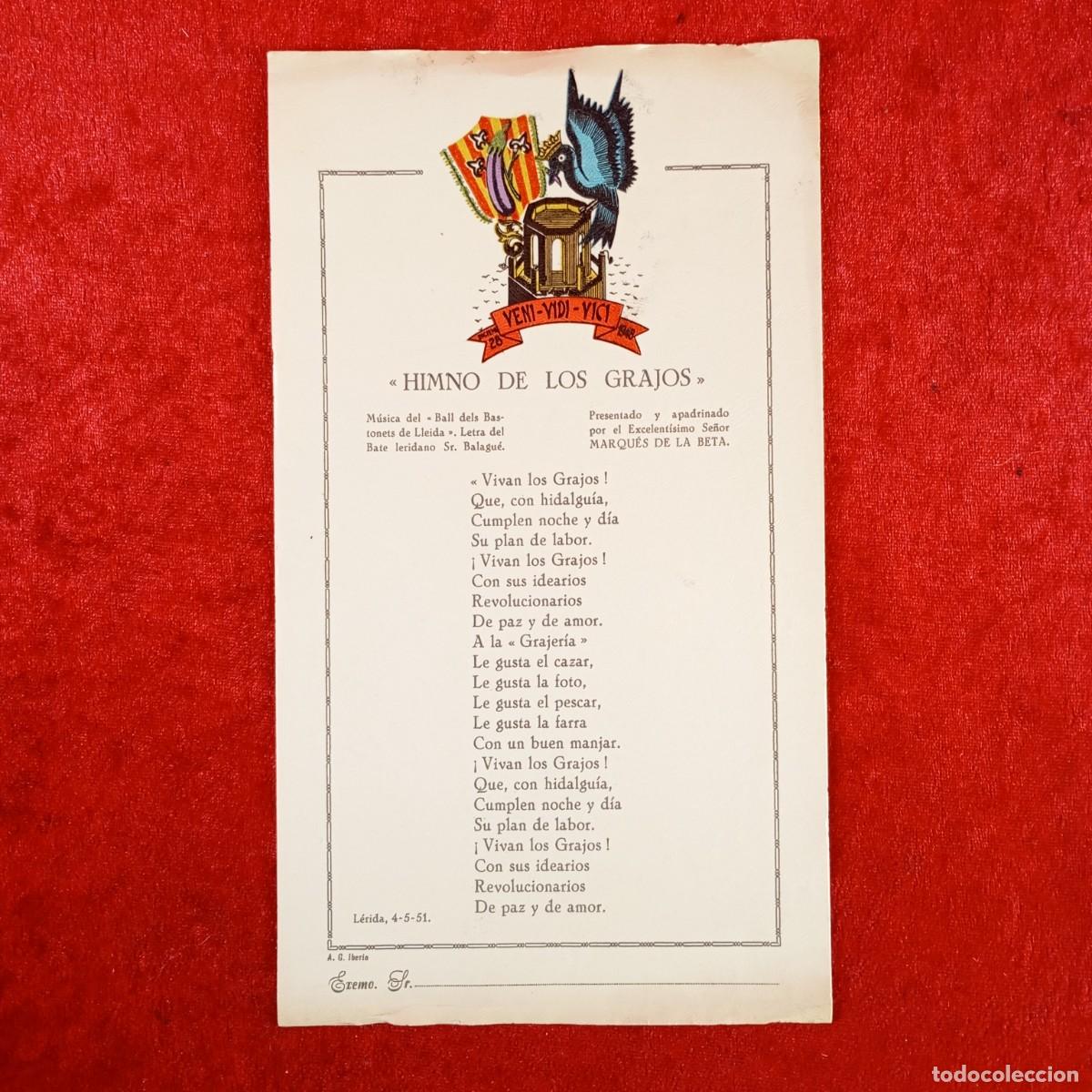 Fotograf&iacute;a antigua: GRAJOS L&Eacute;RIDA SECTA - HIMNO DE LOS GRAJOS - L&Eacute;RIDA 1951 - SR. BALAGU&Ntilde;E - BALL DE BASTONETS / 6351