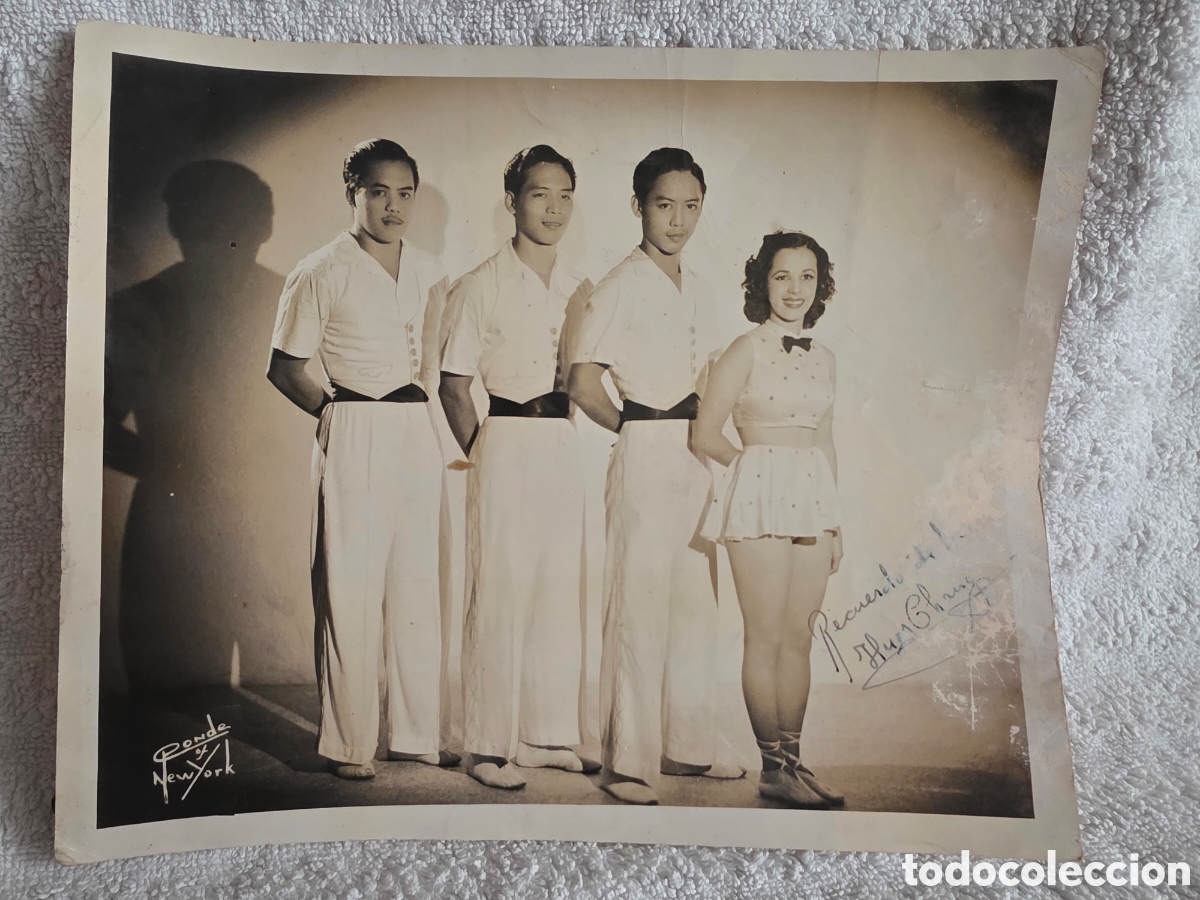 Fotograf&iacute;a antigua: FOTOGRAF&Iacute;A SEPIA DE BAILARINES/ DEDICADA