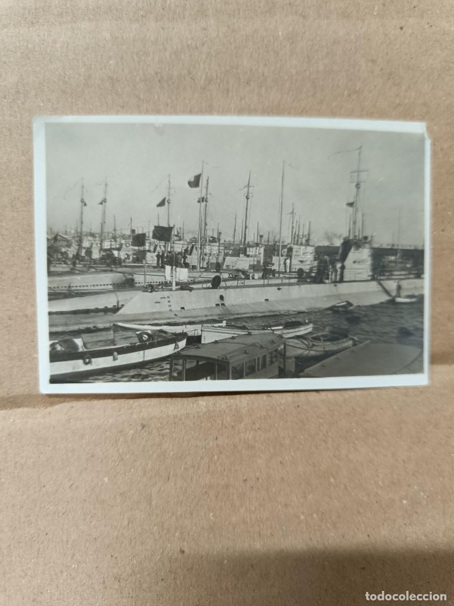 Fotograf&iacute;a antigua: ANTIGUA PEQUE&Ntilde;A FOTO CON BARCOS, PUERTO A IDENTIFICAR -S2