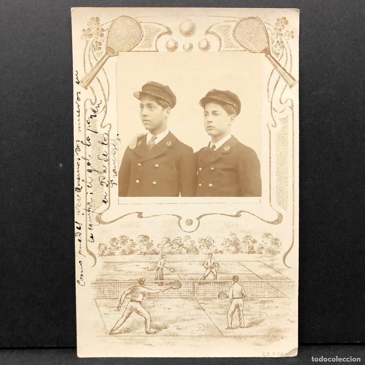 Fotograf&iacute;a antigua: FOTOGRAF&Iacute;A - RETRATOS DE UNOS ADOLESCENTES JUGADORES DE TENIS - MODERNISTA C. 1900 - RARA / 5393