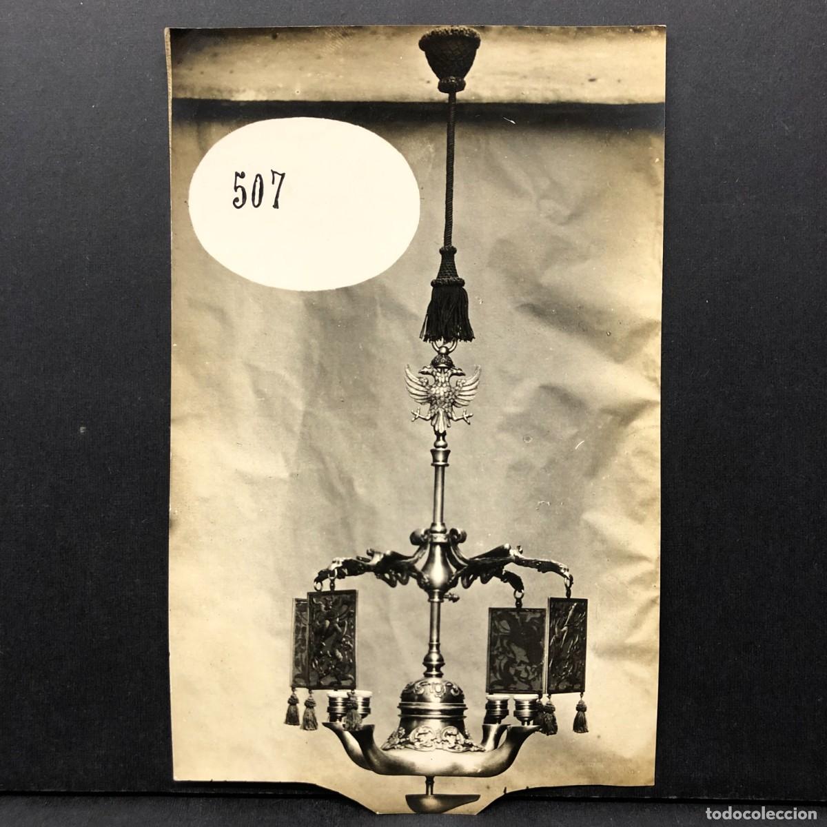 Fotograf&iacute;a antigua: ANTIGUA FOTOGRAFIA - VEL&Oacute;N DE ACEITE COLGANTE - FIGURA DE &Aacute;GUILA - 15,5 X 10 CM / 5469
