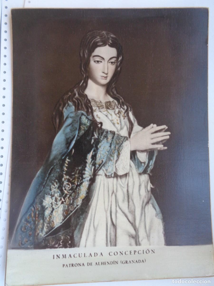 Fotograf&iacute;a antigua: BONITA FOTO COLOREADA DE LA INMACULADA CONCEPCION, PATRONA DE ALHENDIN ( GRANADA ). 30 X 40 CM