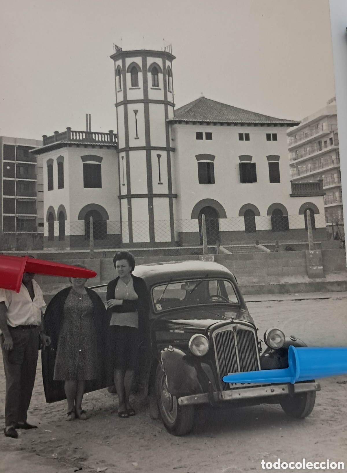Fotograf&iacute;a antigua: ANTIGUA FOTO FOTOGRAFIA CHALET DEL MAESTRO SERRANO EN EL PERELLO VALENCIA COCHE ANTIGUO (26-10)