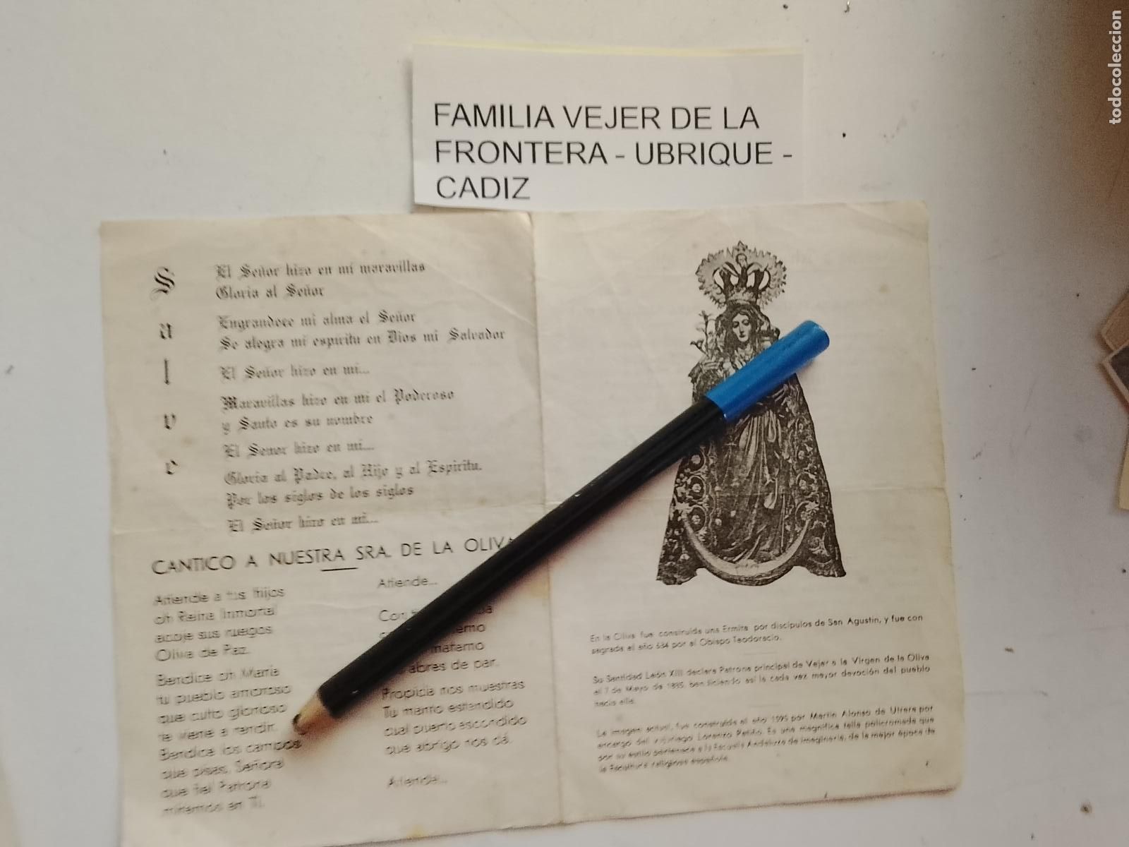 Fotograf&iacute;a antigua: novena y canticos FAMILIA VEJER - UBRIQUE - CADIZ . virgen de la oliva