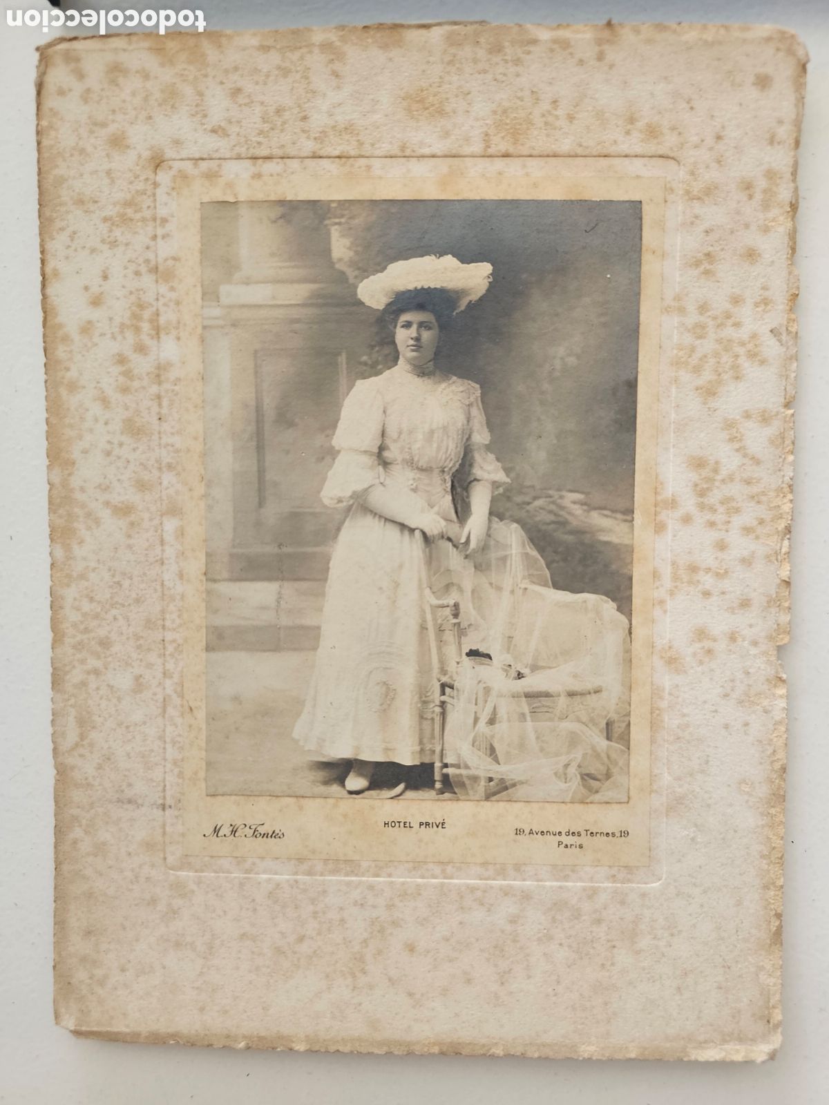 Fotograf&iacute;a antigua: Fotograf&iacute;a Antigua de &Eacute;poca / Portrait Cabinet M.H. Font&egrave;s Par&iacute;s - A&ntilde;o 1906 Marie Therese Bergman