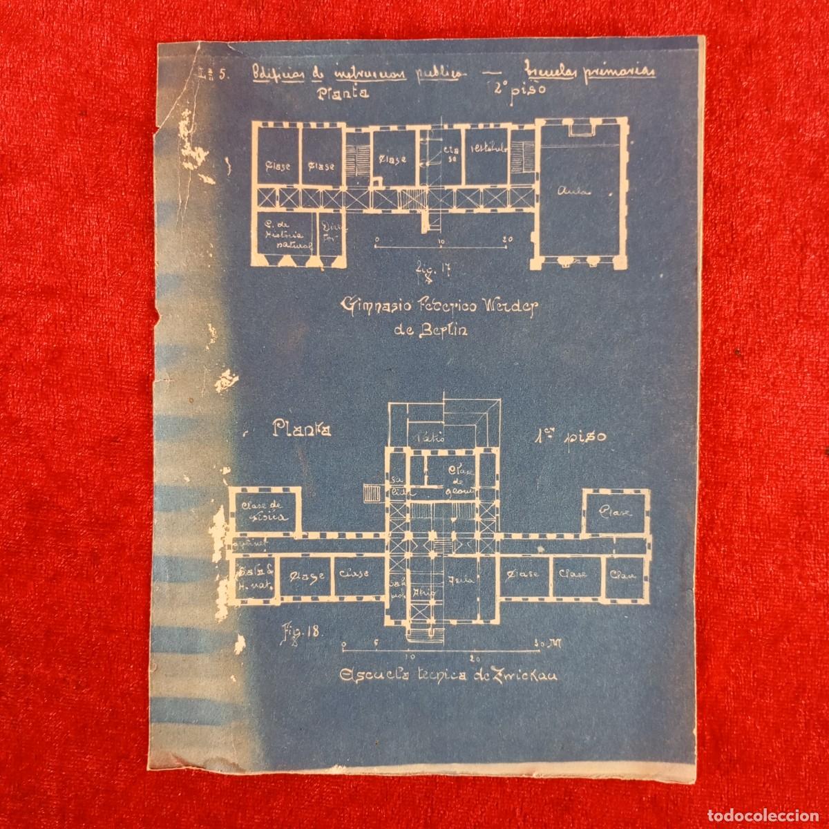 Fotograf&iacute;a antigua: PROYECTO - GIMNASIO FEDERICO WERDER DE BERLIN - PLANTA - ESCUELA TECNICA DE ZMICKAU - C. 1900 / 883