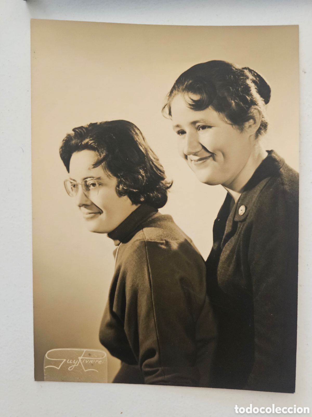 Fotograf&iacute;a antigua: Fotograf&iacute;a Antigua Retrato Doble Mujer A&ntilde;os 50/60 - Guy Riviere Sarlat la caneda Francia France