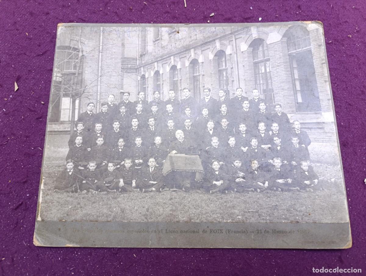 Antique Photography: 1907, Antigua fotograf&iacute;a en b/n, Alumnos espa&ntilde;oles en el Liceo de Foix, Francia, gran formato