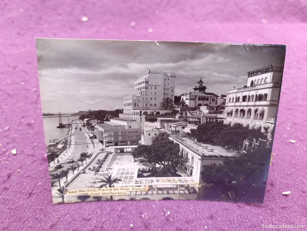 Alte Fotografie: Antigua fotograf&iacute;a en b/n o sepia, Palma de Mallorca, Paseo Mar&iacute;timo, con notas al dorso