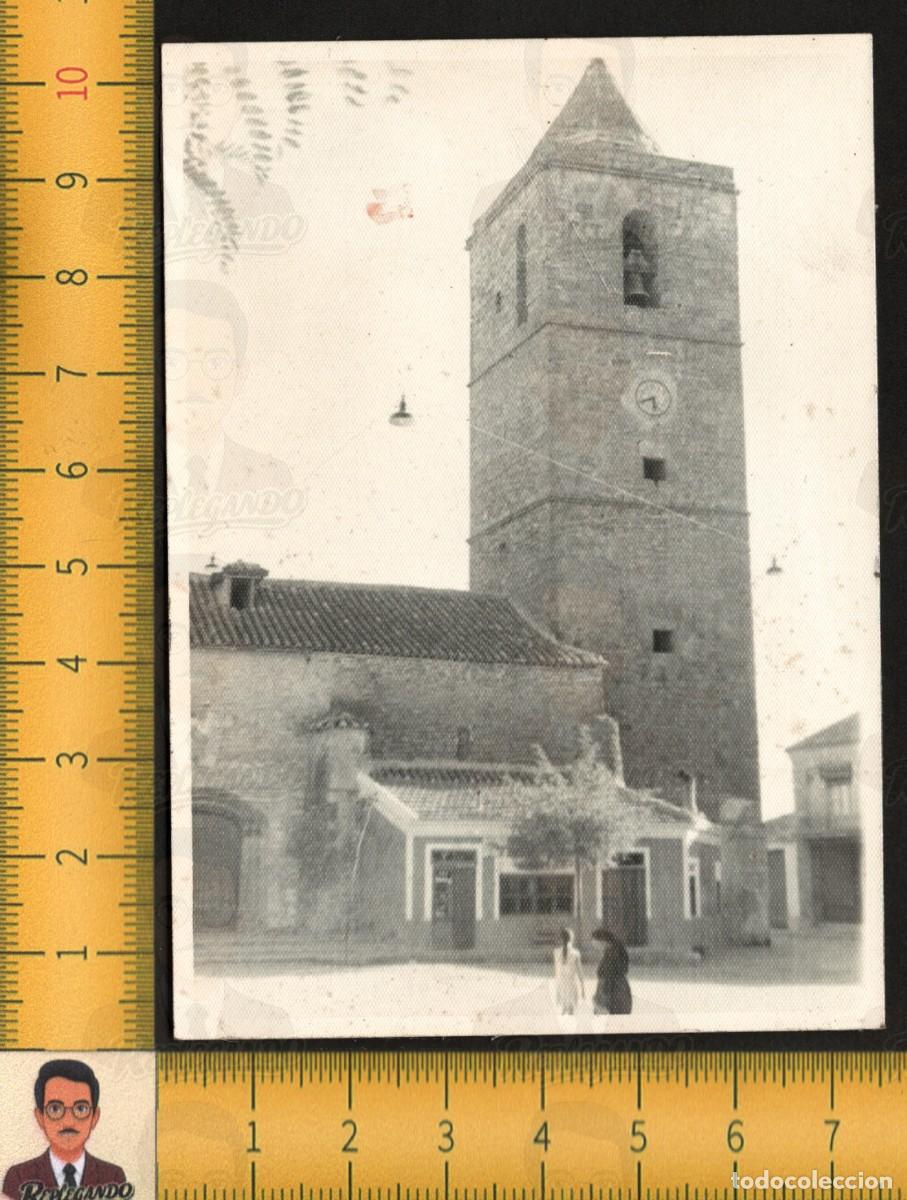 Fotograf&iacute;a antigua: MUNERA (ALBACETE) : VISTA IGLESIA TORRE CAMPANARIO RELOJ PUEBLO PLAZA &ndash; FOTO ANTIGUA A&Ntilde;OS 50/60