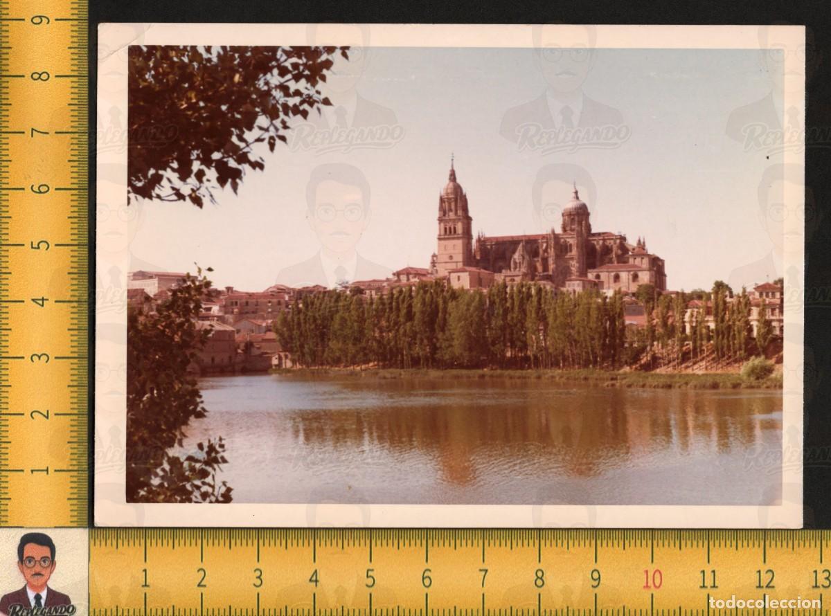 Fotograf&iacute;a antigua: SALAMANCA : CATEDRAL NUEVA Y R&Iacute;O TORMES CON CHOPOS / VISTA PANOR&Aacute;MICA / FOTO VINTAGE A&Ntilde;OS 70