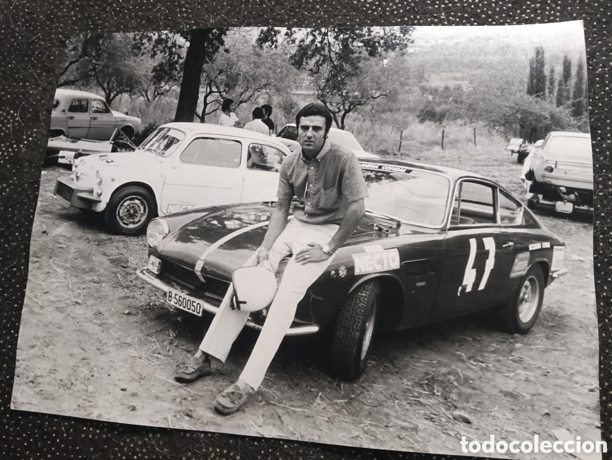 Fotograf&iacute;a antigua: Fotograf&iacute;a de un Fiat 1750 Nardi Coup&eacute; , en el Rally San Cugat - Tibidabo en los a&ntilde;os 60, patrocinad