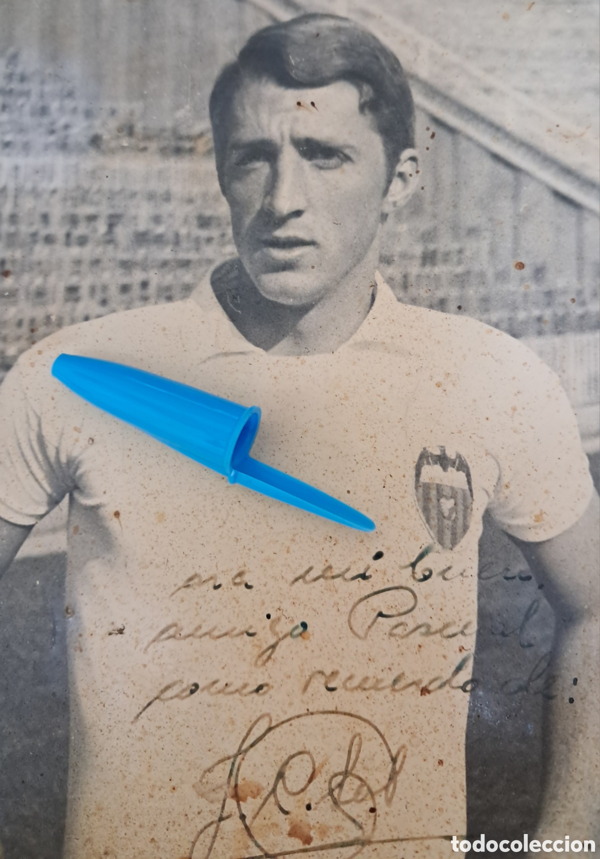 Fotograf&iacute;a antigua: ANTIGUA FOTO FOTOGRAFIA VALENCIA CLUB DE FUTBOL JUAN CRUZ SOL DEDICADA Y FIRMADA
