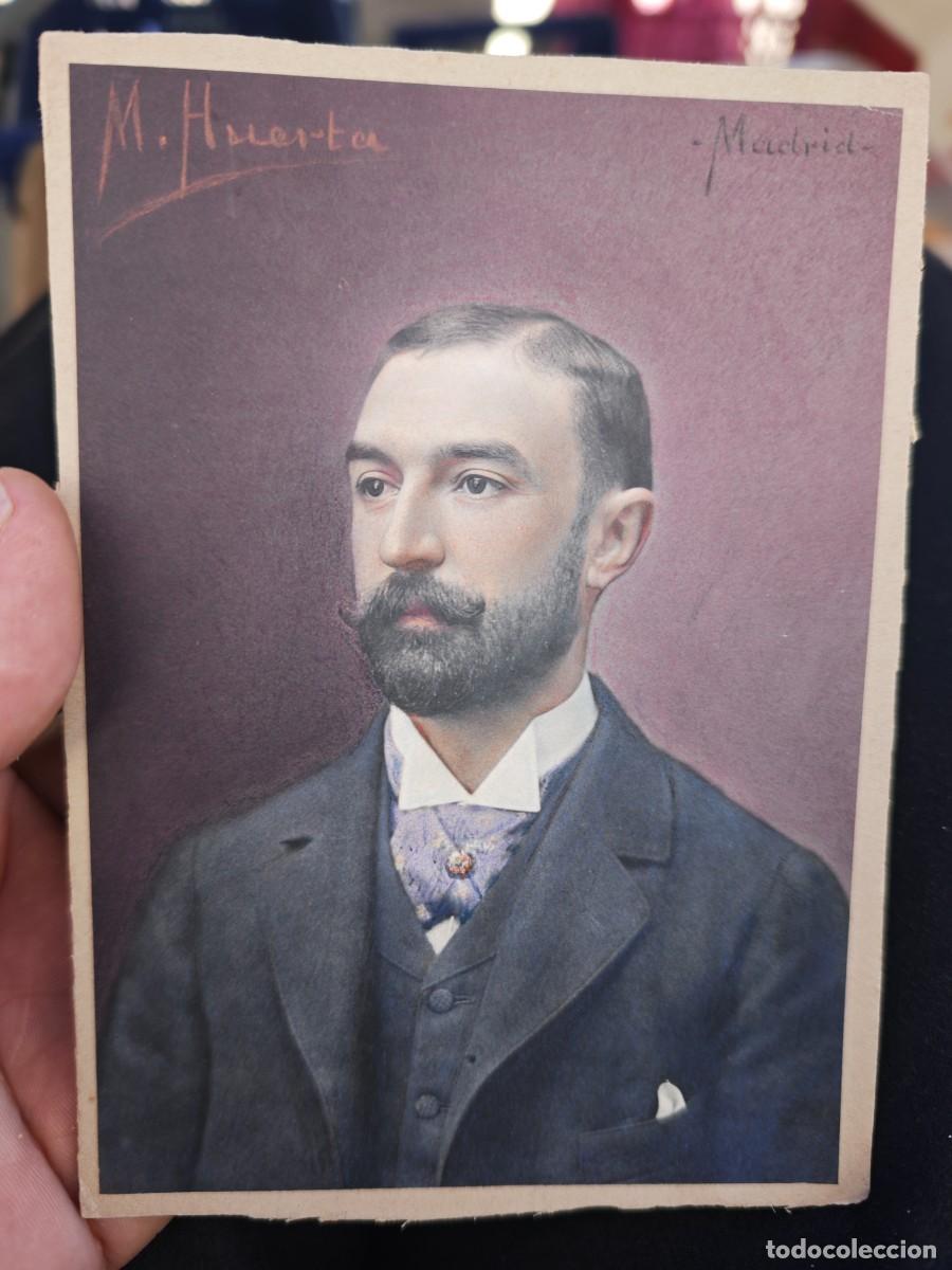 Antique Photography: Excelente retrato fotogr&aacute;fico iluminado de &eacute;poca (c. 1900) - Pintor Jos&eacute; Moreno Carbonero por M. Hue
