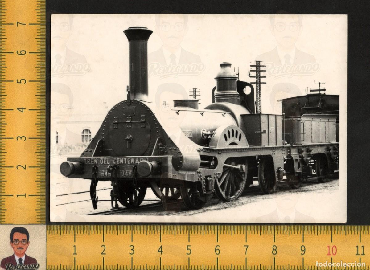 Fotograf&iacute;a antigua: TREN CENTENARIO 1848-1948 LOCOMOTORA MATAR&Oacute; VAPOR FERROCARRIL - FOTO ANTIGUA A&Ntilde;OS 50 BARCELONA RENFE