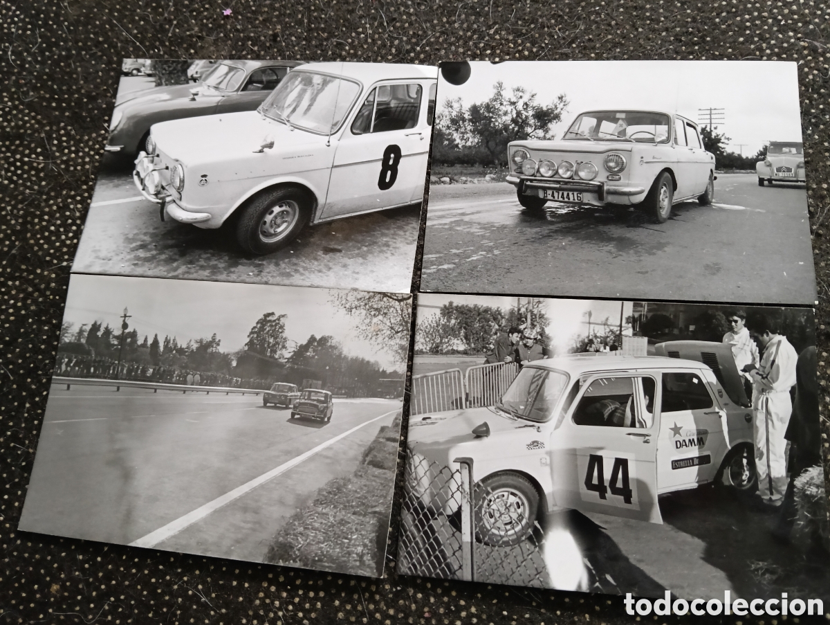 Fotograf&iacute;a antigua: 4 fotograf&iacute;as Simca 1000 de competici&oacute;n preparado para rally en la d&eacute;cada de 1970