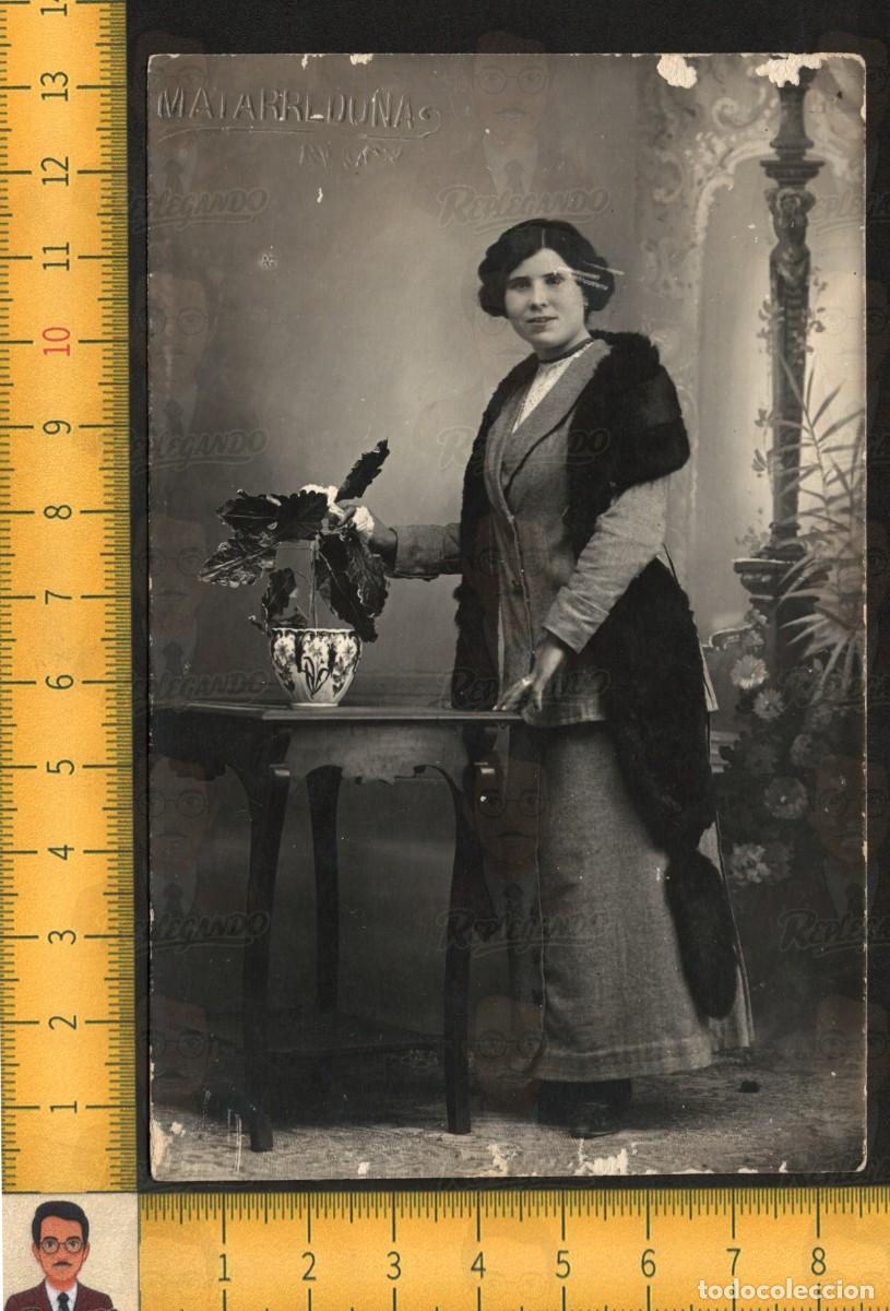 Fotograf&iacute;a antigua: RETRATO ELEGANTE MUJER JOVEN POSANDO VESTIDO - FOTO ANTIGUA ESTUDIO A&Ntilde;OS 10/20 - MATARREDONA ALCOY