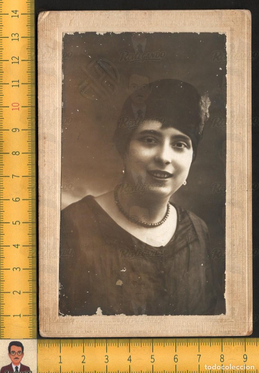 Fotograf&iacute;a antigua: RETRATO GUAPA MUJER CHICA JOVEN SONRISA SOMBRERO COLLAR - FOTO ANTIGUA ESTUDIO A&Ntilde;OS 20 - ESPA&Ntilde;A MODA