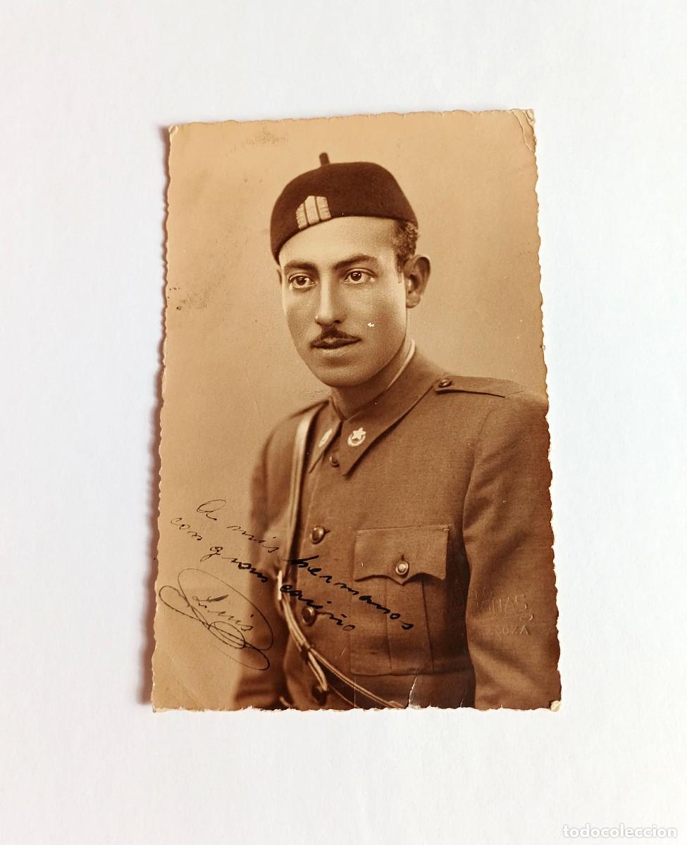 Fotograf&iacute;a antigua: Antigua fotograf&iacute;a militar espa&ntilde;ola - Retrato dedicado - A&ntilde;os 30 o 40