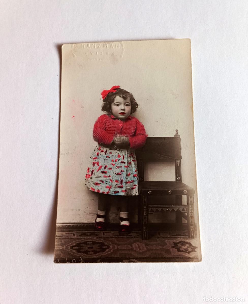 Fotograf&iacute;a antigua: Fotograf&iacute;a infantil antigua de ni&ntilde;a - Coloreada a mano - Foto Granzman, Sevilla - A&ntilde;os 30