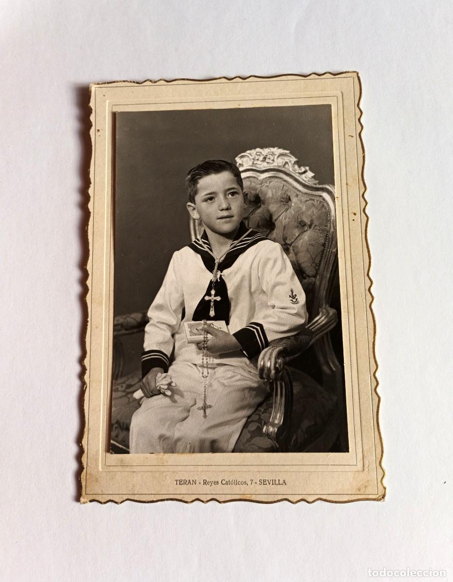 Fotograf&iacute;a antigua: Fotograf&iacute;a antigua - Ni&ntilde;o de Primera Comuni&oacute;n - Foto Ter&aacute;n, Sevilla - A&ntilde;os 40 o 50
