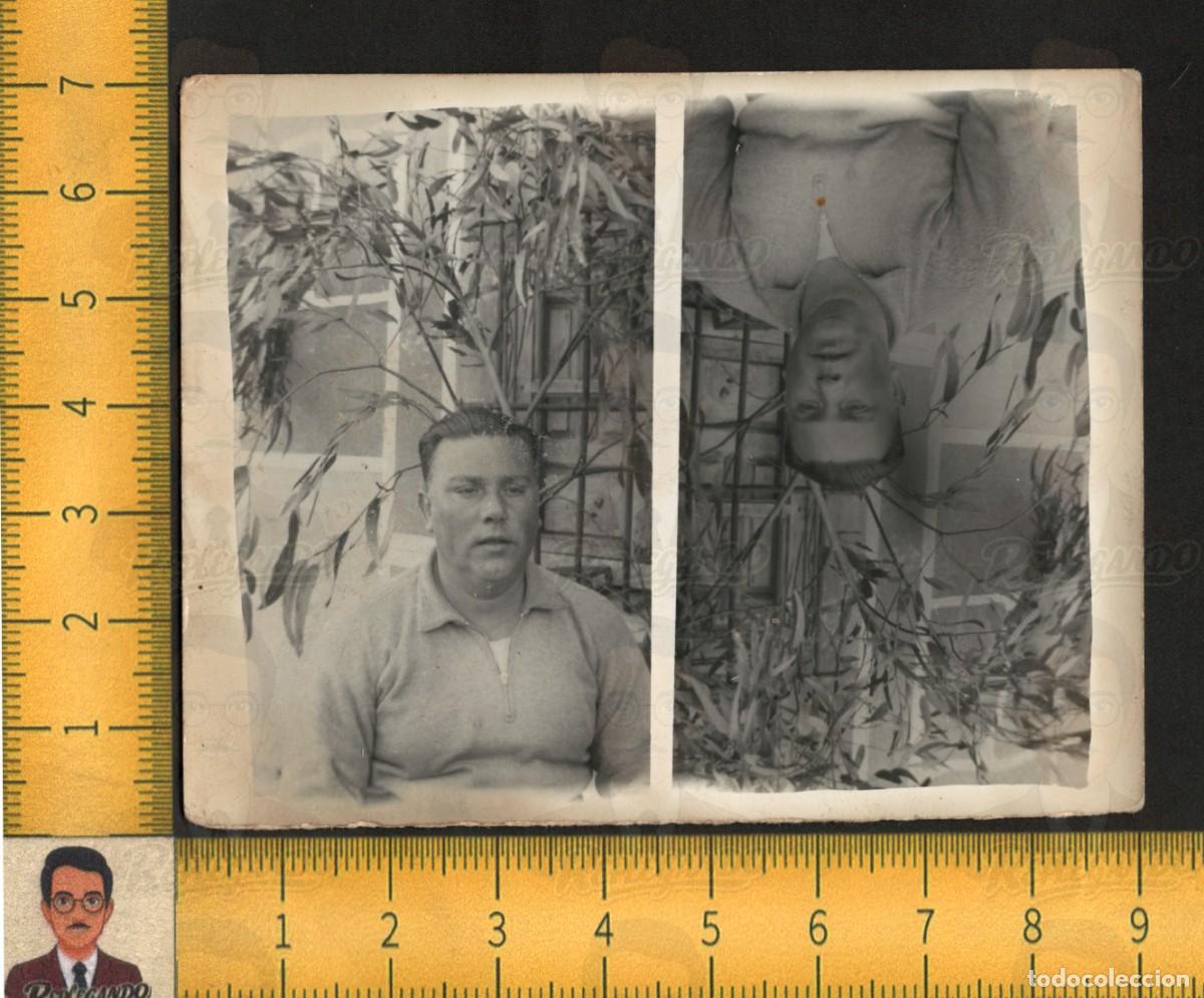 Fotograf&iacute;a antigua: RETRATO HOMBRE JOVEN GUAPO FORNIDO COMPOSICI&Oacute;N CURIOSA - FOTO ANTIGUA DUPLICADA INVERTIDA A&Ntilde;OS 50