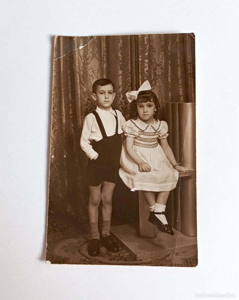Fotograf&iacute;a antigua: Fotograf&iacute;a antigua - Retrato de estudio de ni&ntilde;o y ni&ntilde;a - Espa&ntilde;a a&ntilde;o 1937