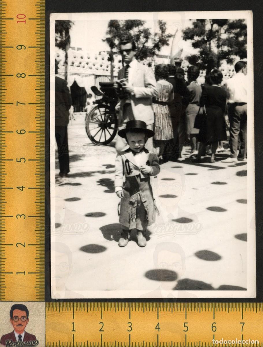 Fotograf&iacute;a antigua: NI&Ntilde;O VESTIDO DE CORTO EN FERIA - TRAJE CAMPERO SOMBRERO CORDOB&Eacute;S - FOTO ANTIGUA ANDALUC&Iacute;A A&Ntilde;OS 60