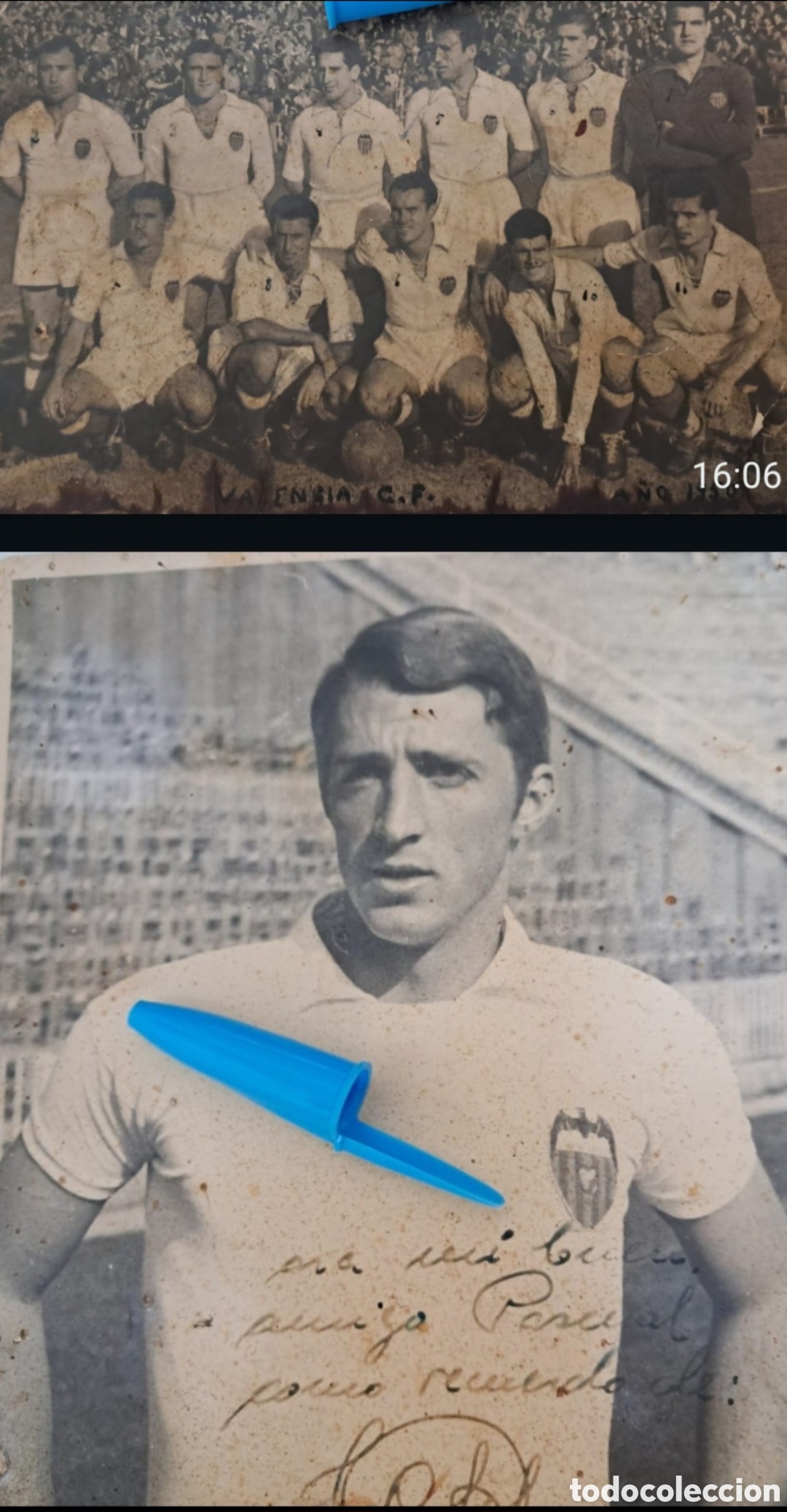 Fotograf&iacute;a antigua: VALENCIA CLUB DE FUTBOL LOTE 2 FOTOS JUAN SOL Y PLANTILLA A&Ntilde;OS 50