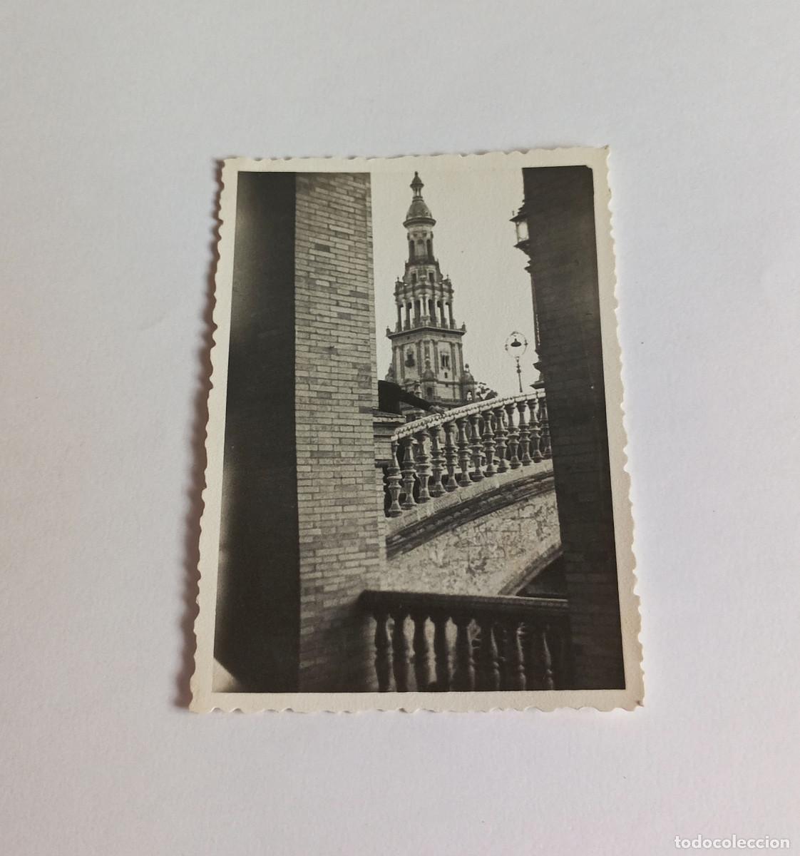Fotograf&iacute;a antigua: Fotograf&iacute;a antigua - Balaustrada del Puente y Torre de la Plaza de Espa&ntilde;a de Sevilla - 1958