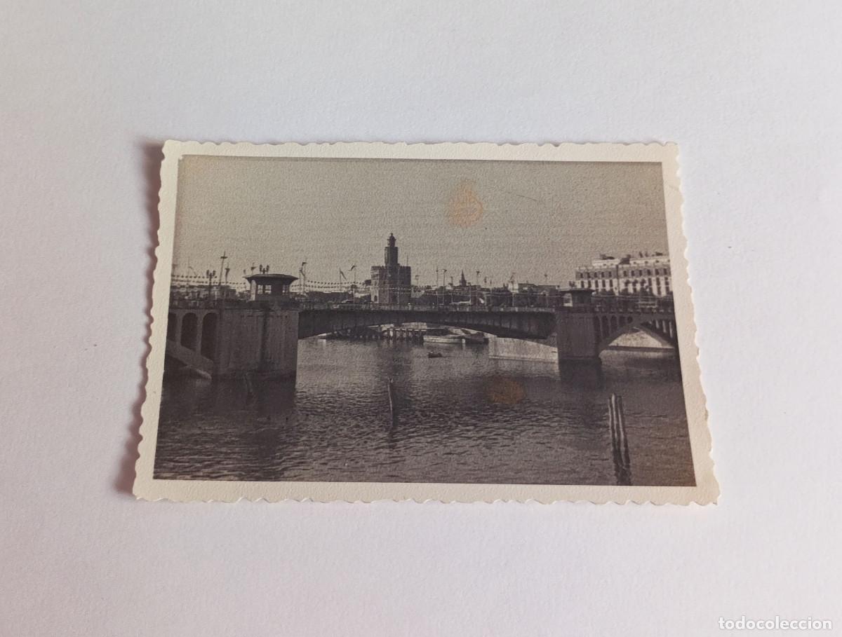 Fotograf&iacute;a antigua: Fotograf&iacute;a antigua - Puente de San Telmo y Torre del Oro, de Sevilla - 1958